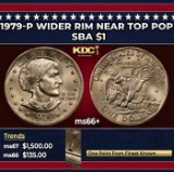 1979-p Wider Rim Susan B. Anthony Dollar Near Top Pop $1 ms66+ SEGS