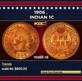 1906 Indian Cent . 1c Grades ms65 rd