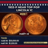 1933-p Lincoln Cent Near Top Pop 1c ms67+ rd SEGS