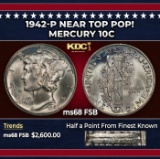 1942-p Mercury Dime Near Top Pop! 10c ms68 FSB SEGS