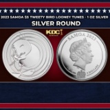 2023 Samoa $5 Tweety Bird Looney Tunes Coin - 1 oz Silver Round Round