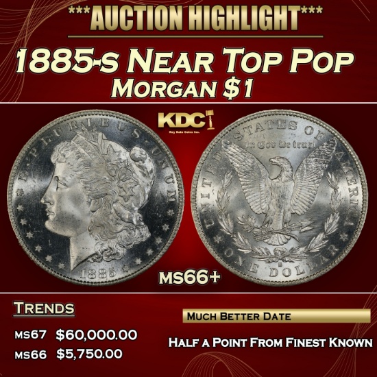 1885-s Morgan Dollar Near Top Pop $1 ms66+ SEGS