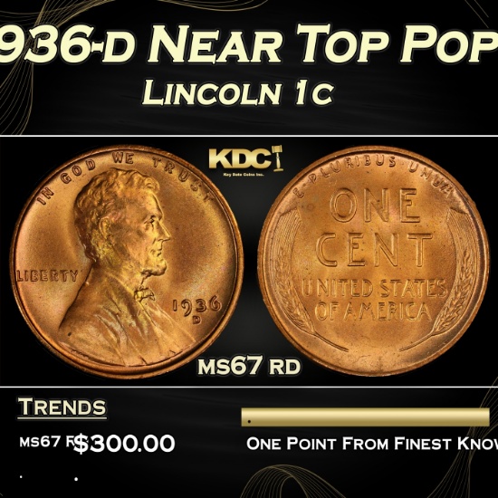 1936-d Lincoln Cent Near Top Pop 1c ms67 rd SEGS