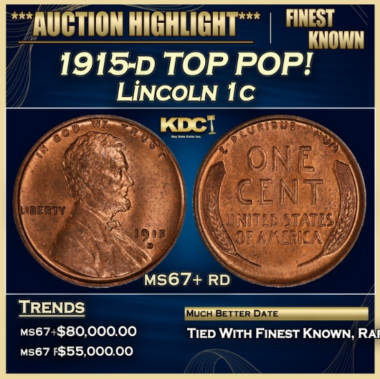 1915-d Lincoln Cent TOP POP! 1c ms67+ rd SEGS