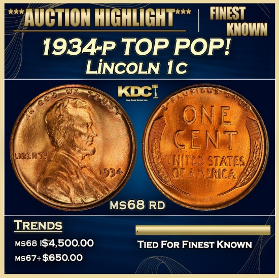 1934-p Lincoln Cent TOP POP! 1c ms68 rd SEGS