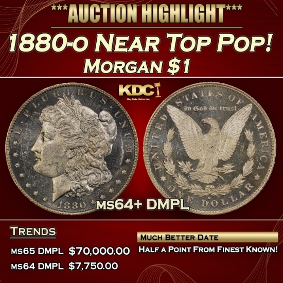 1880-o Morgan Dollar Near Top Pop! $1 ms64+ DMPL SEGS