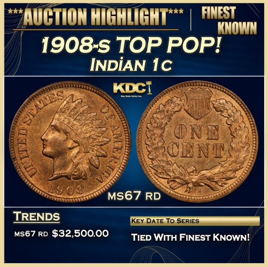 1908-s Indian Cent TOP POP! 1c ms67 rd SEGS