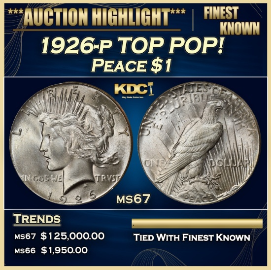 1926-p Peace Dollar TOP POP! $1 ms67 SEGS