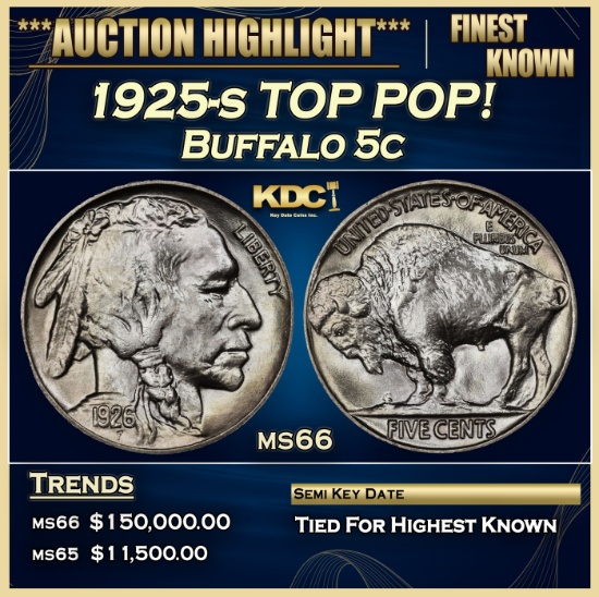1925-s Buffalo Nickel TOP POP! 5c ms66 SEGS
