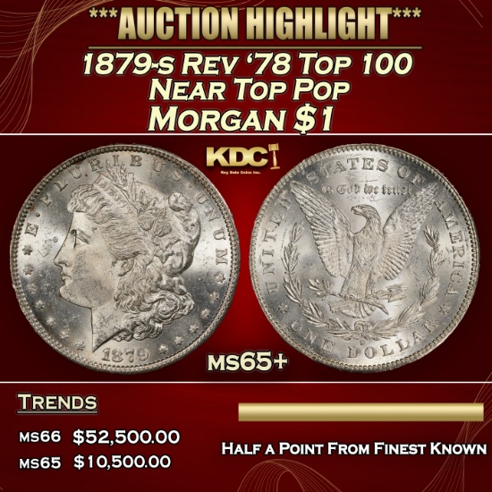 1879-s Rev '78 Top 100 Morgan Dollar Near Top Pop $1 ms65+ SEGS