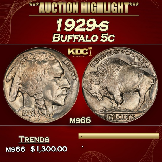 1929-s Buffalo Nickel 5c ms66 SEGS
