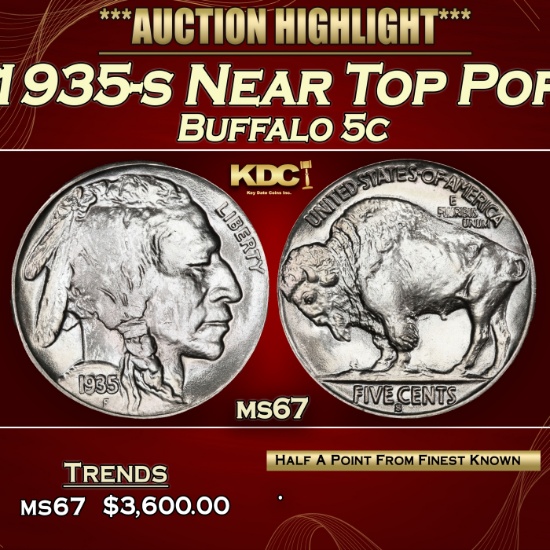 1935-s Buffalo Nickel Near Top Pop 5c ms67 SEGS