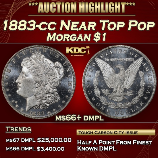 1883-cc Morgan Dollar Near Top Pop $1 ms66+ dmpl SEGS