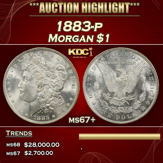 1883-p Morgan Dollar $1 ms67+ SEGS