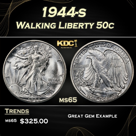 1944-s Walking Liberty Half Dollar 50c Grades ms65
