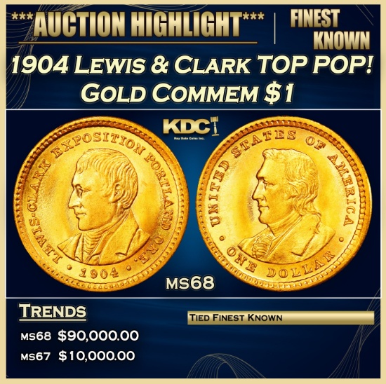 1904 Lewis & Clark Gold Commem Dollar TOP POP! 1 ms68 SEGS