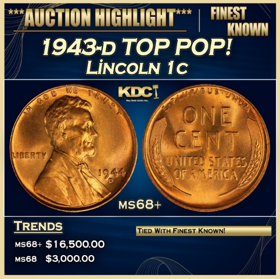 1943-d Lincoln Cent TOP POP! 1c ms68+ SEGS