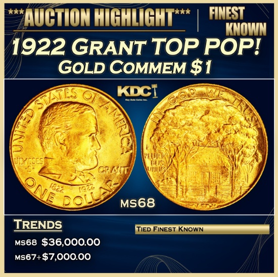 1922 Grant Gold Commem Dollar TOP POP! 1 ms68 SEGS