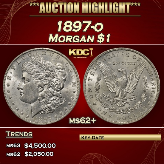 1897-o Morgan Dollar $1 ms62+ USCG