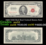 1966 $100 Red Seal United States Note Grades Select AU