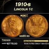 1910-s Lincoln Cent 1c Grades ms65 rd