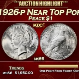 1926-p Peace Dollar Near Top Pop $1 ms66 SEGS
