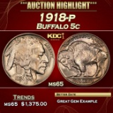 1918-p Buffalo Nickel 5c ms65 SEGS