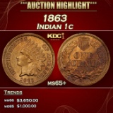 1863 Indian Cent 1c ms65+ SEGS