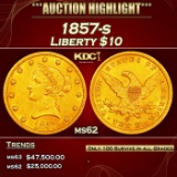 1857-s Gold Liberty Eagle $10 ms62 USCG