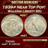 1939-p Walking Liberty Half Dollar Near Top Pop! 50c ms67 SEGS