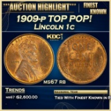 1909-p Lincoln Cent TOP POP! 1c ms67 rb SEGS