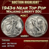1943-s Walking Liberty Half Dollar Near Top Pop 50c ms66+ SEGS