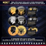 1964 JFK Half Dollar 3 Coin Enhanced Set, Black Ruthenium, Silver, & 24K Gold Other Toy