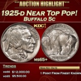 1925-d Buffalo Nickel Near Top Pop! 5c ms65+ SEGS