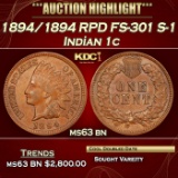 1894/1894 Indian Cent RPD FS-301 S-1 1c ms63 bn USCG