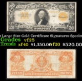 1922 $20 Large Size Gold Certificate Grades vf+ Signatures Speelman/White