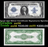 1923 $1 large size Silver Certificate Grades Choice AU/BU Slider Signatures Speelman/White