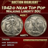 1942-d Walking Liberty Half Dollar Near Top Pop 50c ms67+ SEGS