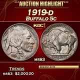 1919-d Buffalo Nickel 5c ms63 USCG