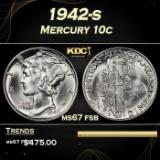 1942-s Mercury Dime 10c ms67 fsb SEGS