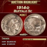 1914-d Buffalo Nickel 5c ms65+ SEGS