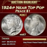 1924-p Peace Dollar Near Top Pop $1 ms67 SEGS
