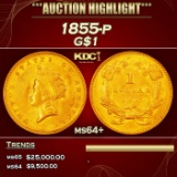 1855-p Gold Dollar $1 ms64+ SEGS