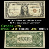 1935A $1 Silver Certificate Hawaii WWII Emergency Currency Grades vf+