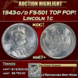 1943-d/d Lincoln Cent FS-501 TOP POP! 1c ms67+ SEGS