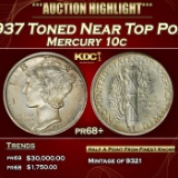 1937 Proof Mercury Dime Toned Near Top Pop 10c pr68+ SEGS