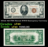 1934A $20 FRN Hawaii WWII Emergency Currency Grades xf
