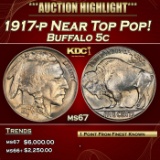 1917-p Buffalo Nickel Near Top Pop! 5c ms67 SEGS