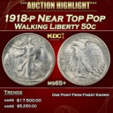 1918-p Walking Liberty Half Dollar Near Top Pop 50c ms65+ SEGS