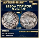 1930-p Buffalo Nickel TOP POP! 5c ms67+ SEGS